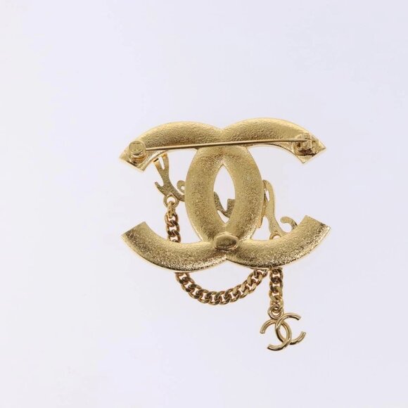 CHANEL COCO Mark Brooch metal Gold CC Auth BA4087M - Picture 10 of 13